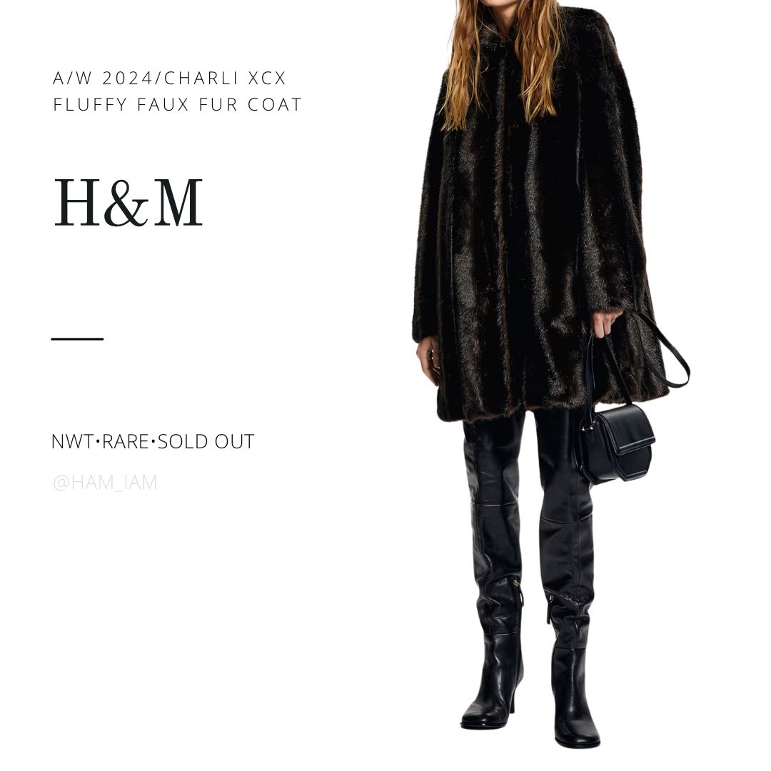 NWT H&M Rare SOLD OUT A/W 2024 Charli XCX H&M Faux Fur Fluffy Coat