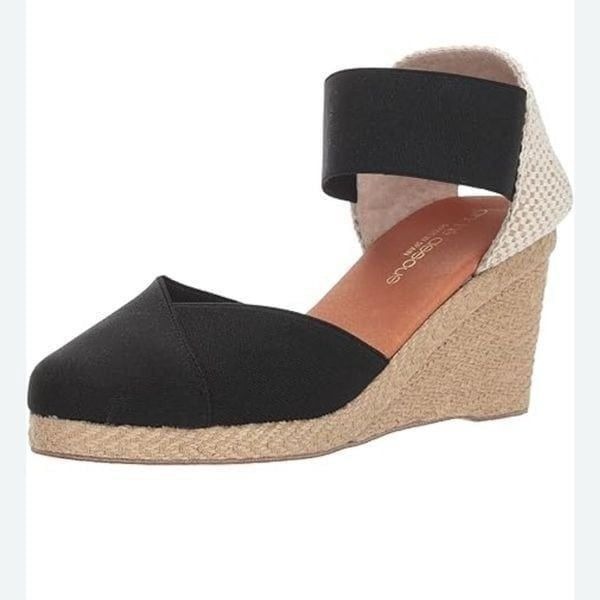 Andre Assous Women's Anouka Black Espadrille Wedge Comfort Slip On Sandal Size 9