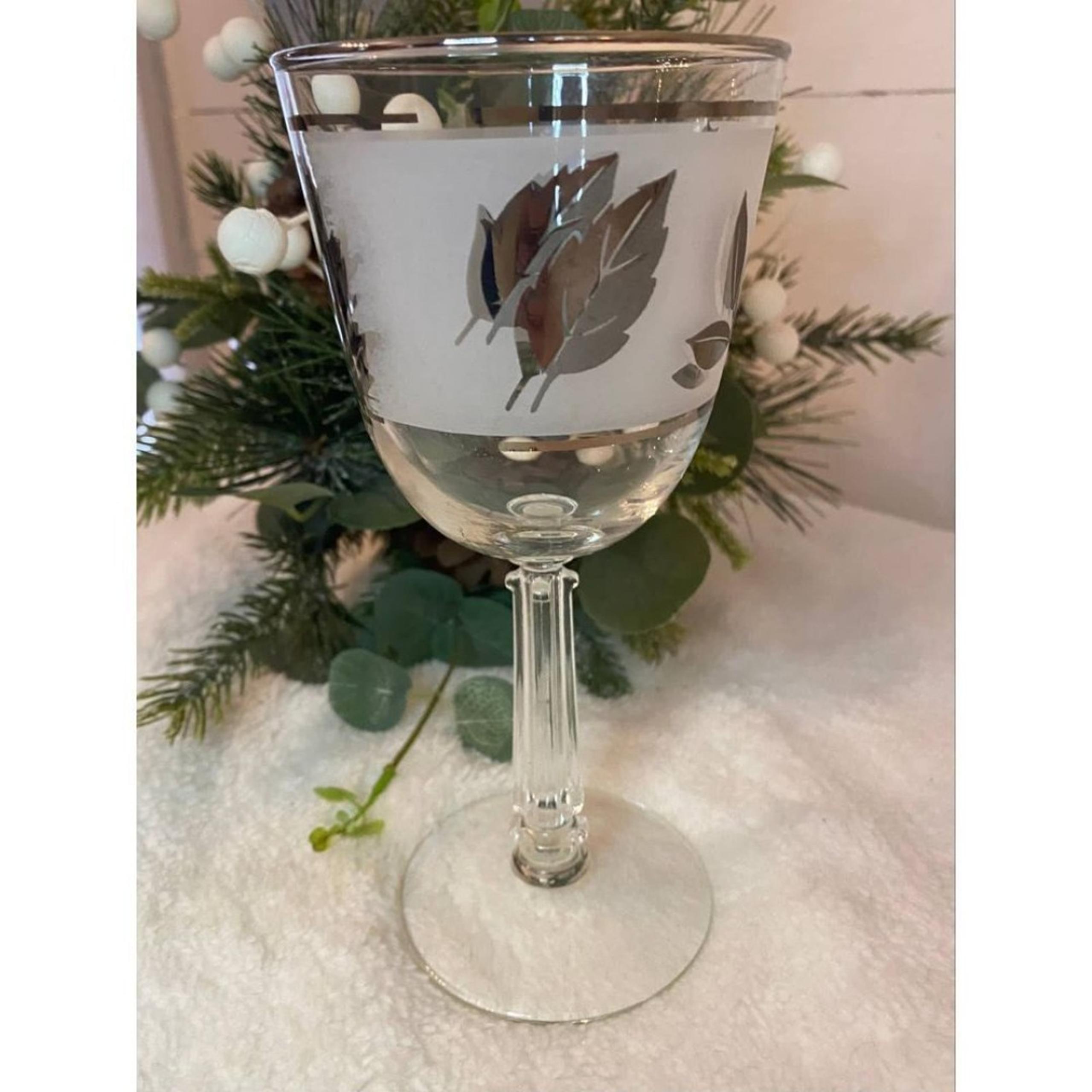 Libbey Silver Leaf Wine Glass MCM