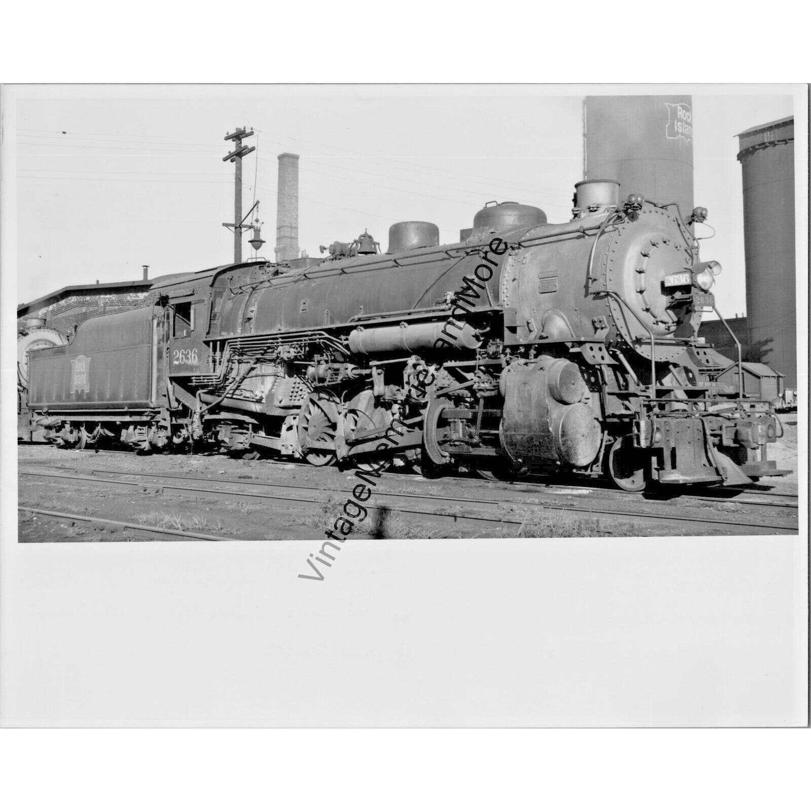 VTG 1948 Rock Island Railroad 2636 Steam Locomotive Peoria, IL Real Photo T1-37