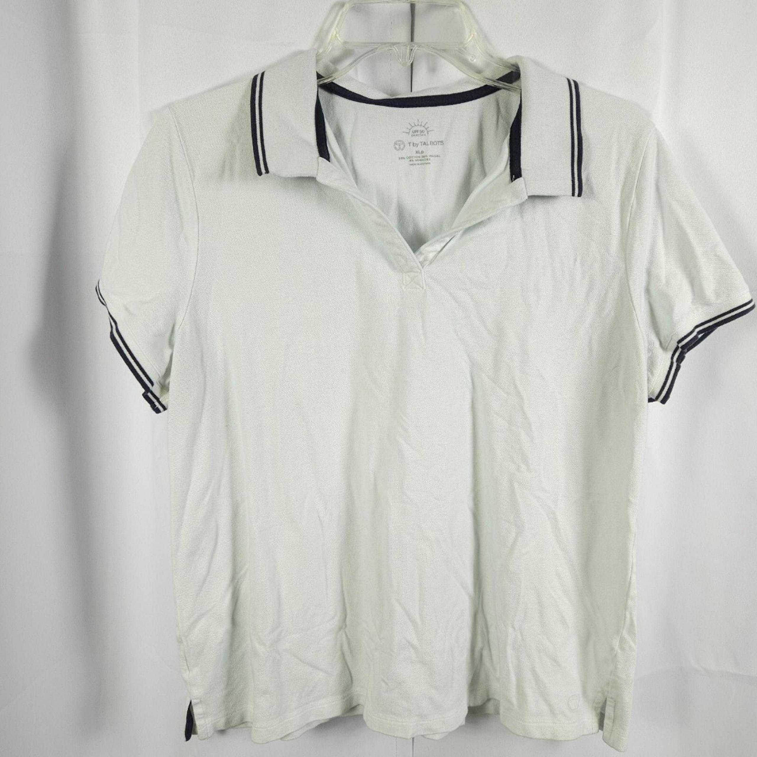 T by Talbots Womens XLp Petite White UPF 50 Protection Polo shirt Golf Tennis
