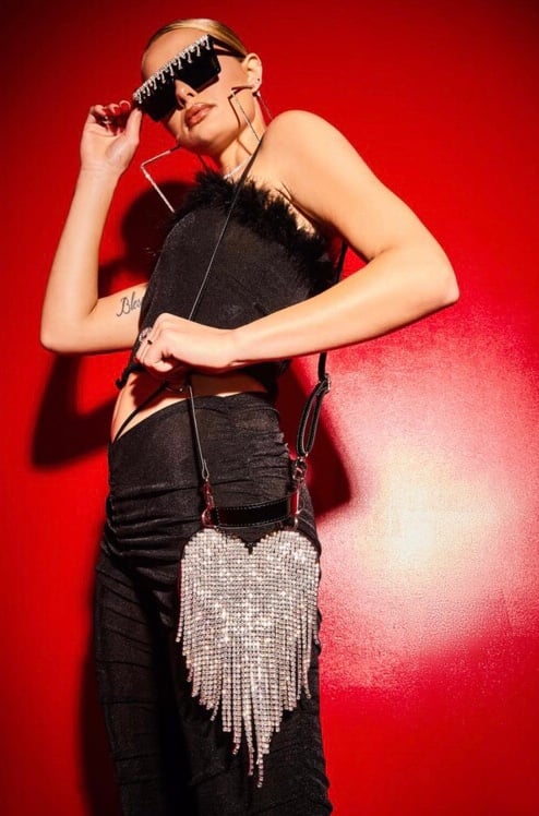 Women’s Rhinestone Heart Bag
