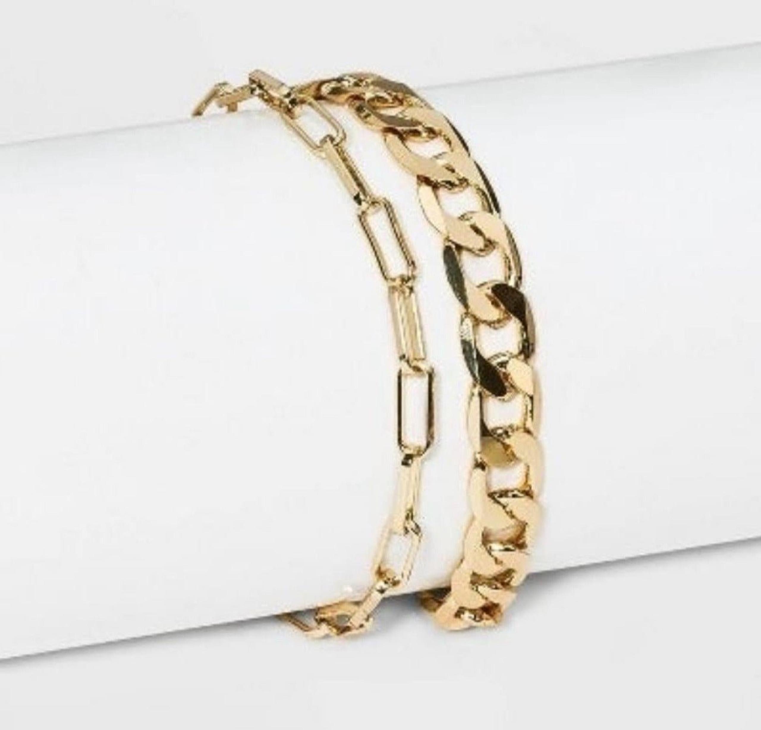 New Sugarfix by Baublebar double chain link bracelets in faux gold