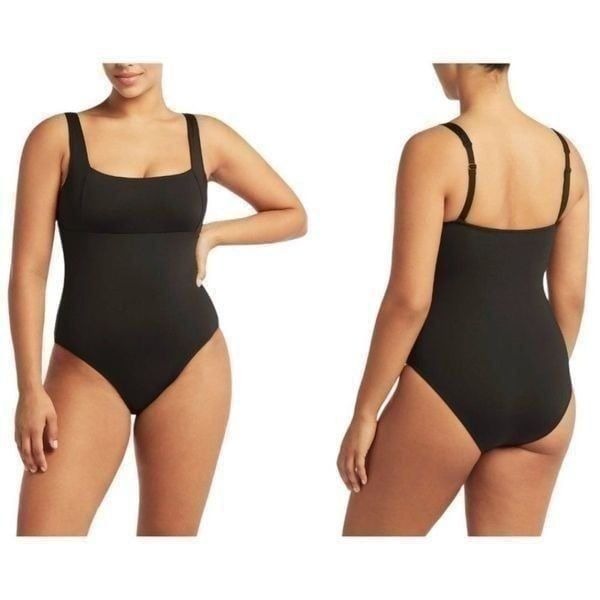 Sea Level Australia Black Square Neck One Piece Swimsuit Size 10 NWOT 125 MSRP