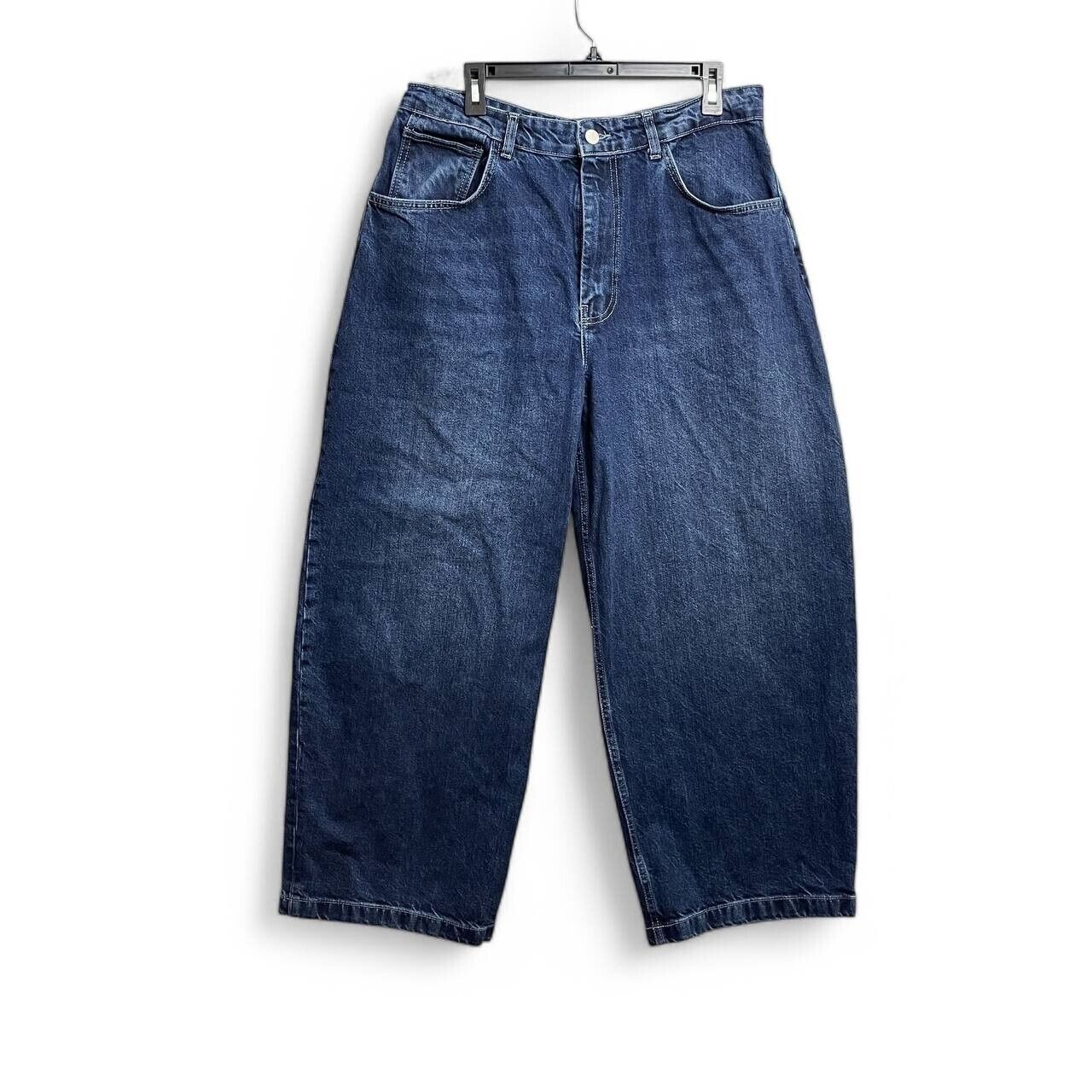 Zara Y2K Streetwear Dark Wash Wide Leg Jeans Women 12 Skater Grunge 90s Retro
