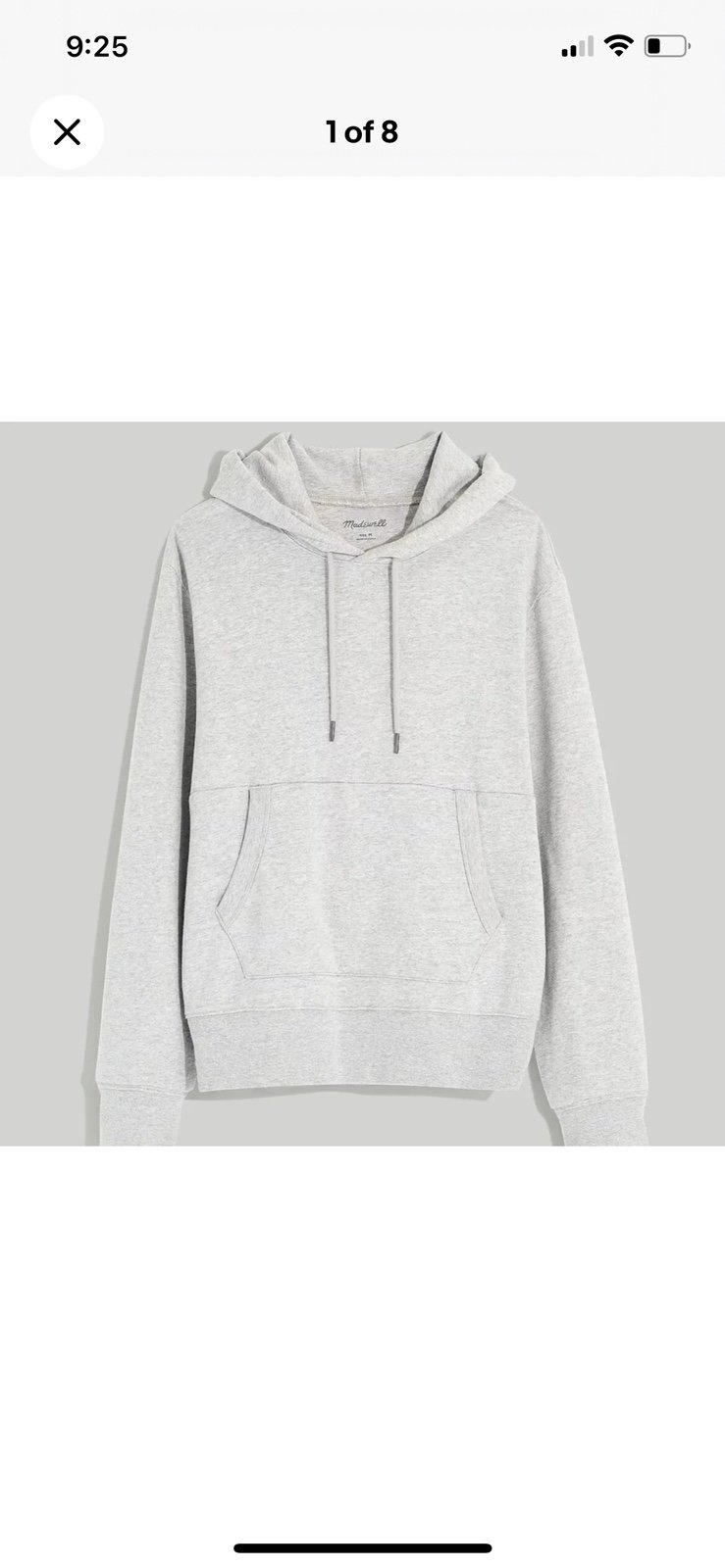 New Madewell Mens Pullover Hoodie Sweatshirt XL Heather Grey Unisex
