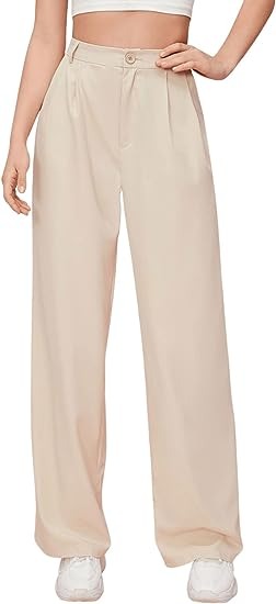 Casual style wide-legged high-waisted pants