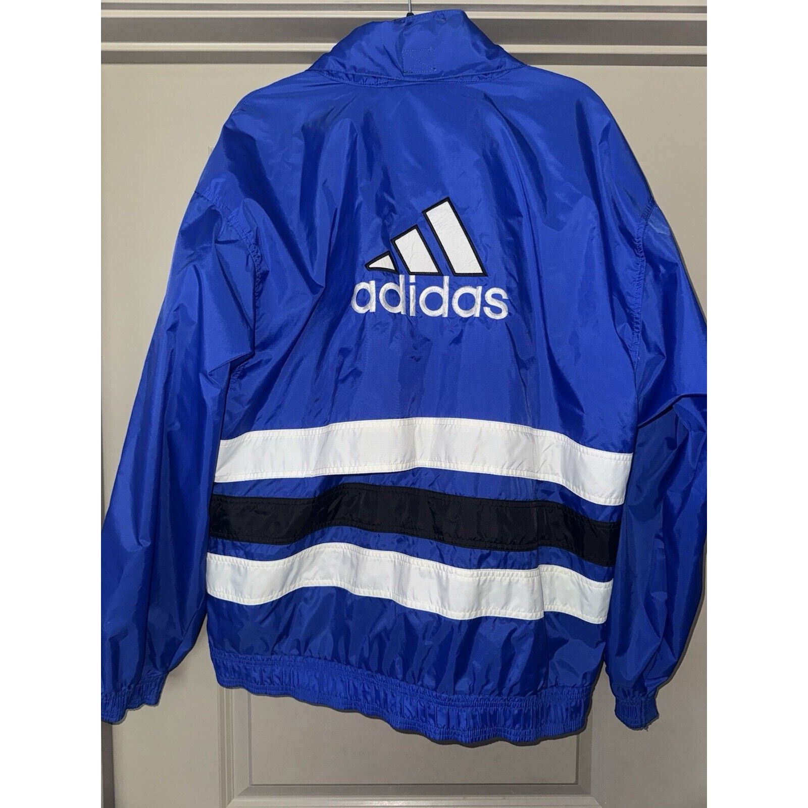 Vintage Adidas Windbreaker Jacket With Hidden Hoodie Size Large