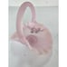 2001 Fenton Hand Painted Pink Chiffon Opalescent Satin Mini Basket S. Miller