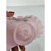 2001 Fenton Hand Painted Pink Chiffon Opalescent Satin Mini Basket S. Miller