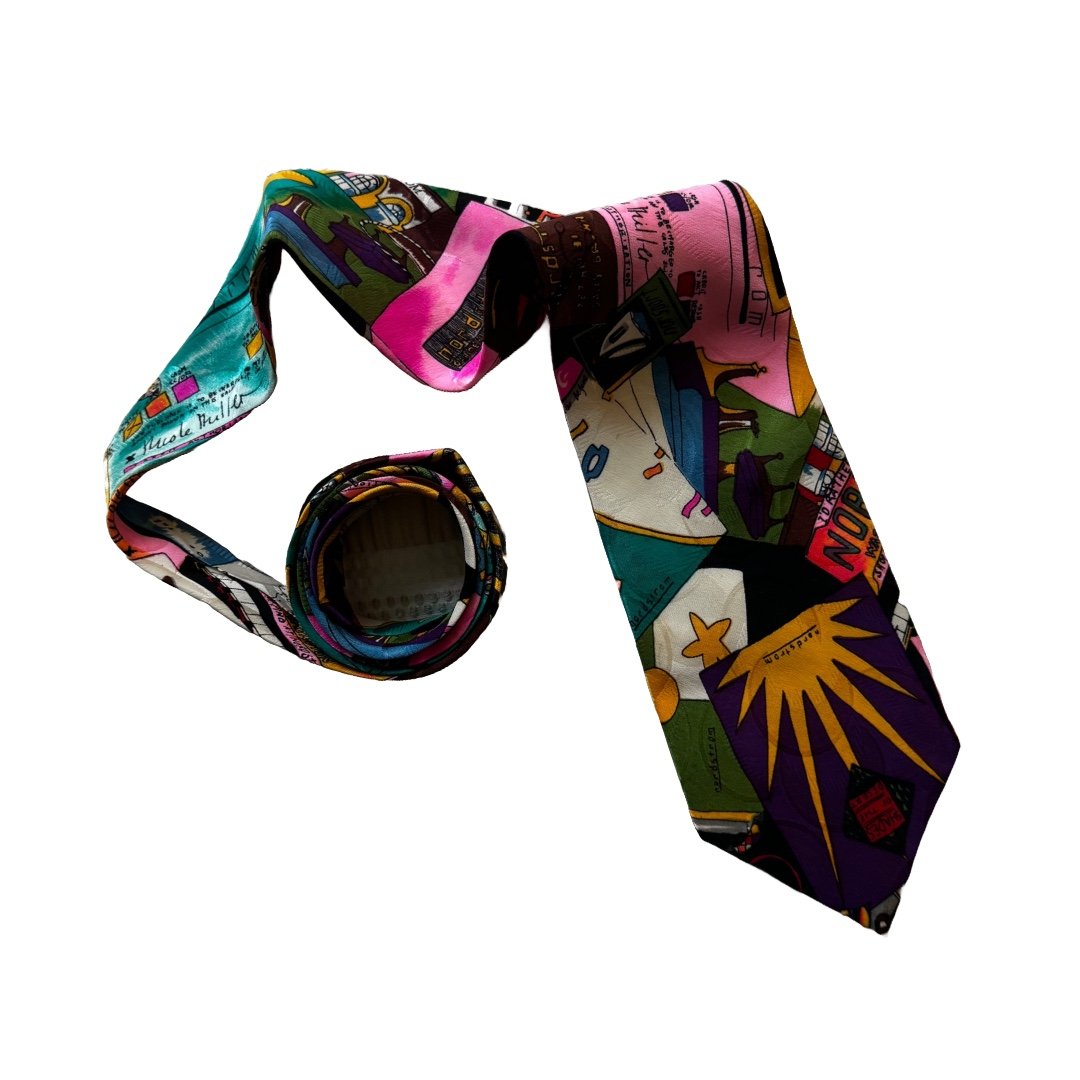 Vtg Nicole Miller 1992 Neck Tie 100% Silk Nordstrom Novelty Pattern
