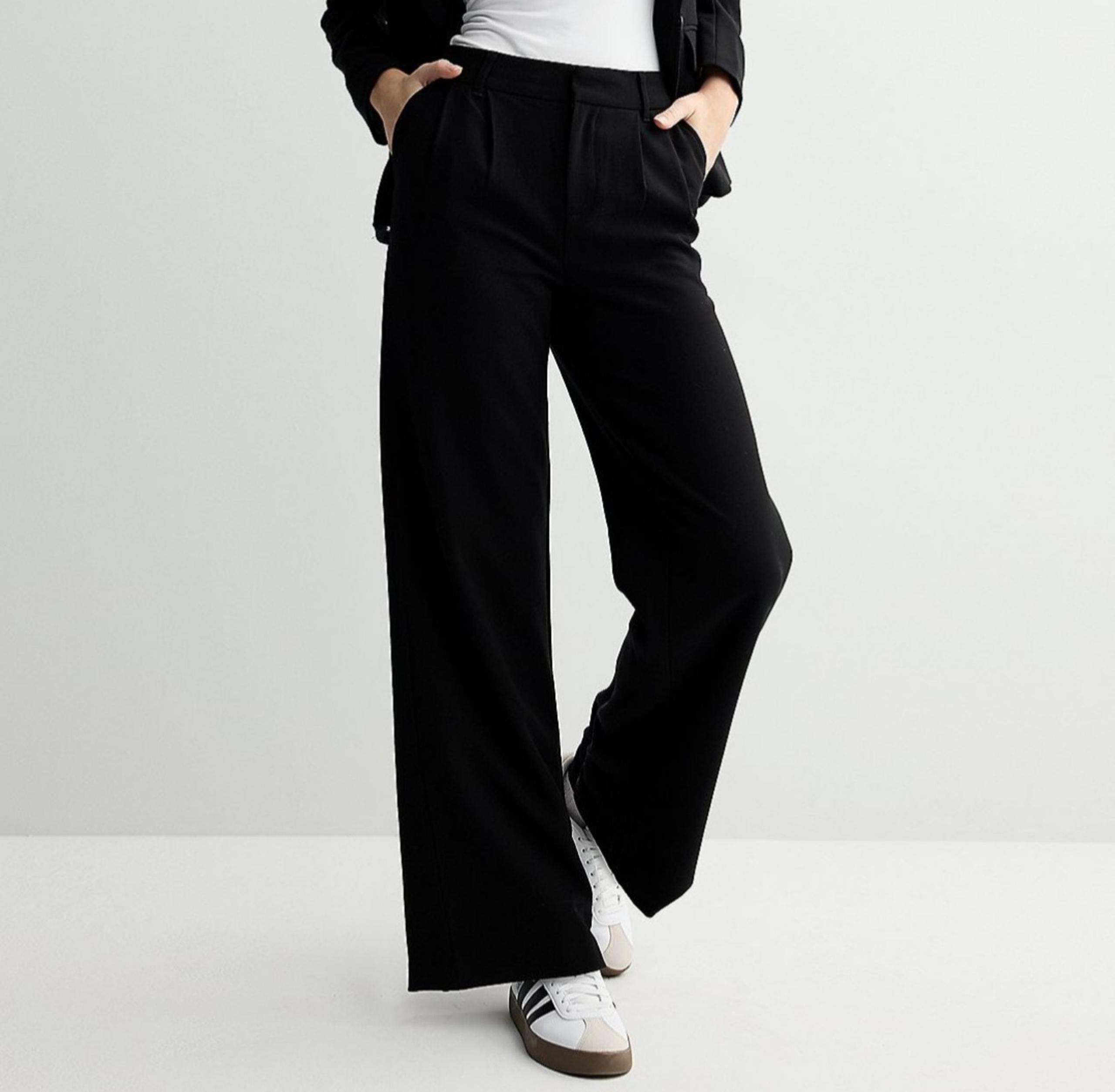 Women's black high waist, wide leg pats