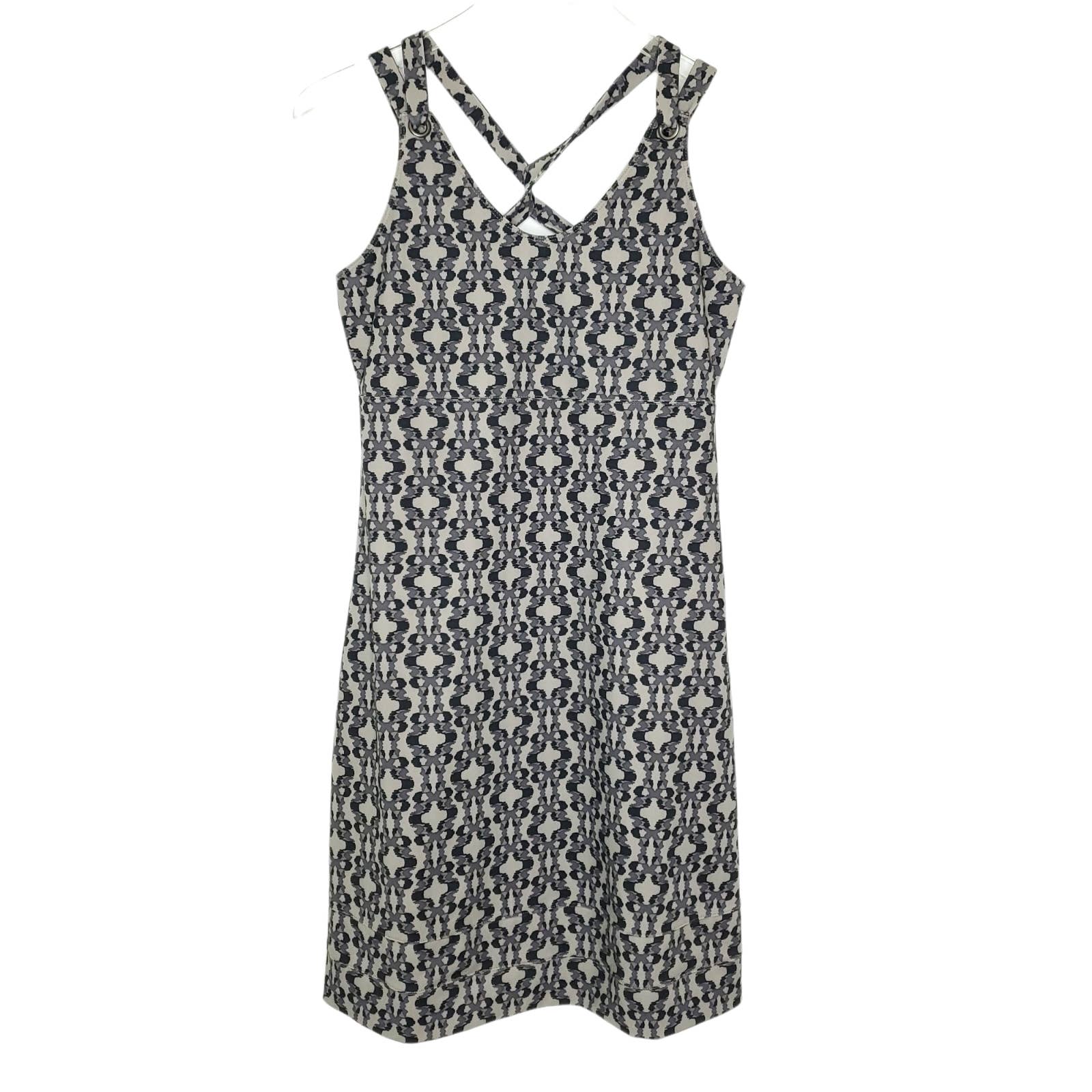 Merrell Lily Dress S Gray Camo Ikat Strappy Cover-Up UPF 50+ Shelf Bra Women's