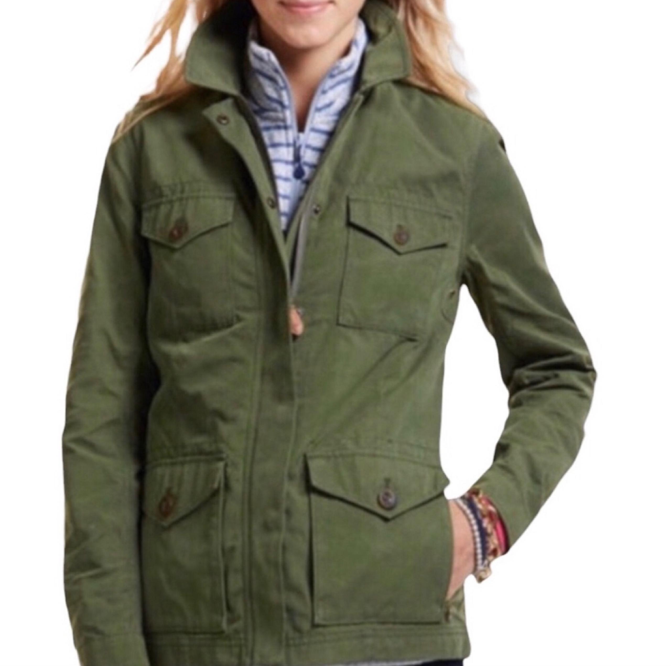 Vineyard Vines Waxed Cotton Parka Jacket Cypress Size Small Pre-Loved