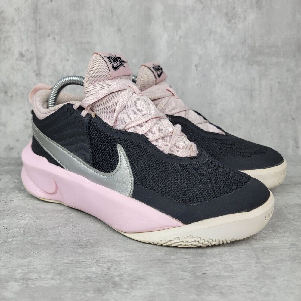 Nike Boys Team Hustle Black Pink Basketball Shoes Sneakers Size 5.5Y Womens Sz 7