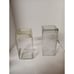 2 Vintage Clear Glass Square Storage Jar Canister Square Glass Lid Collectibles