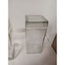 2 Vintage Clear Glass Square Storage Jar Canister Square Glass Lid Collectibles