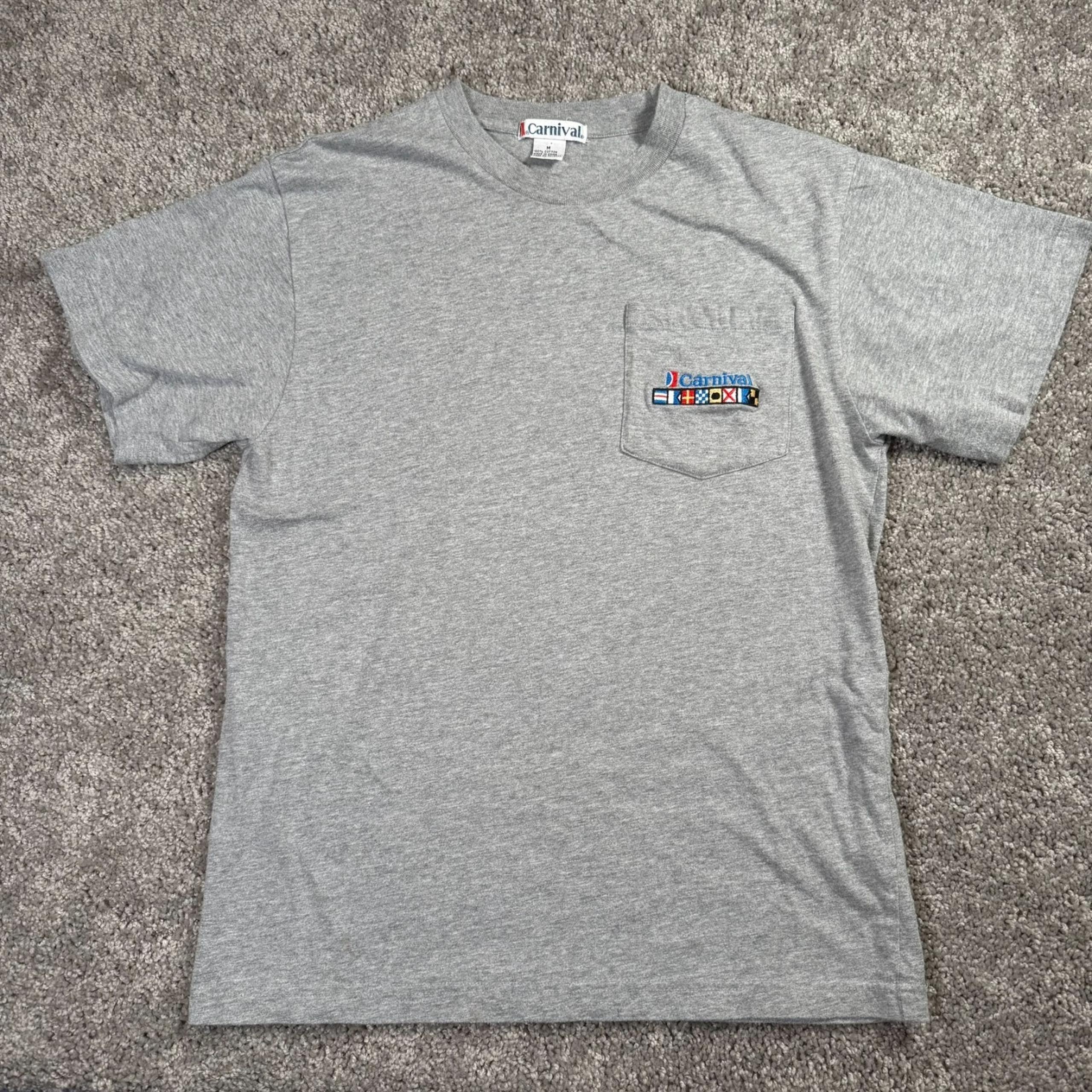 Vintage Carnival Cruise Line Embroidered Pocket T-Shirt Mens Medium 100% Cotton