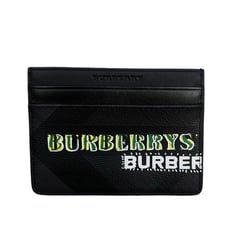 Burberry Black Novacheck Leather “Burberrys” Graffiti Cardholder Wallet EUC