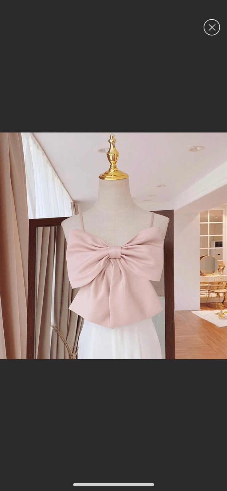Bow top tank crop top women’s summer pin