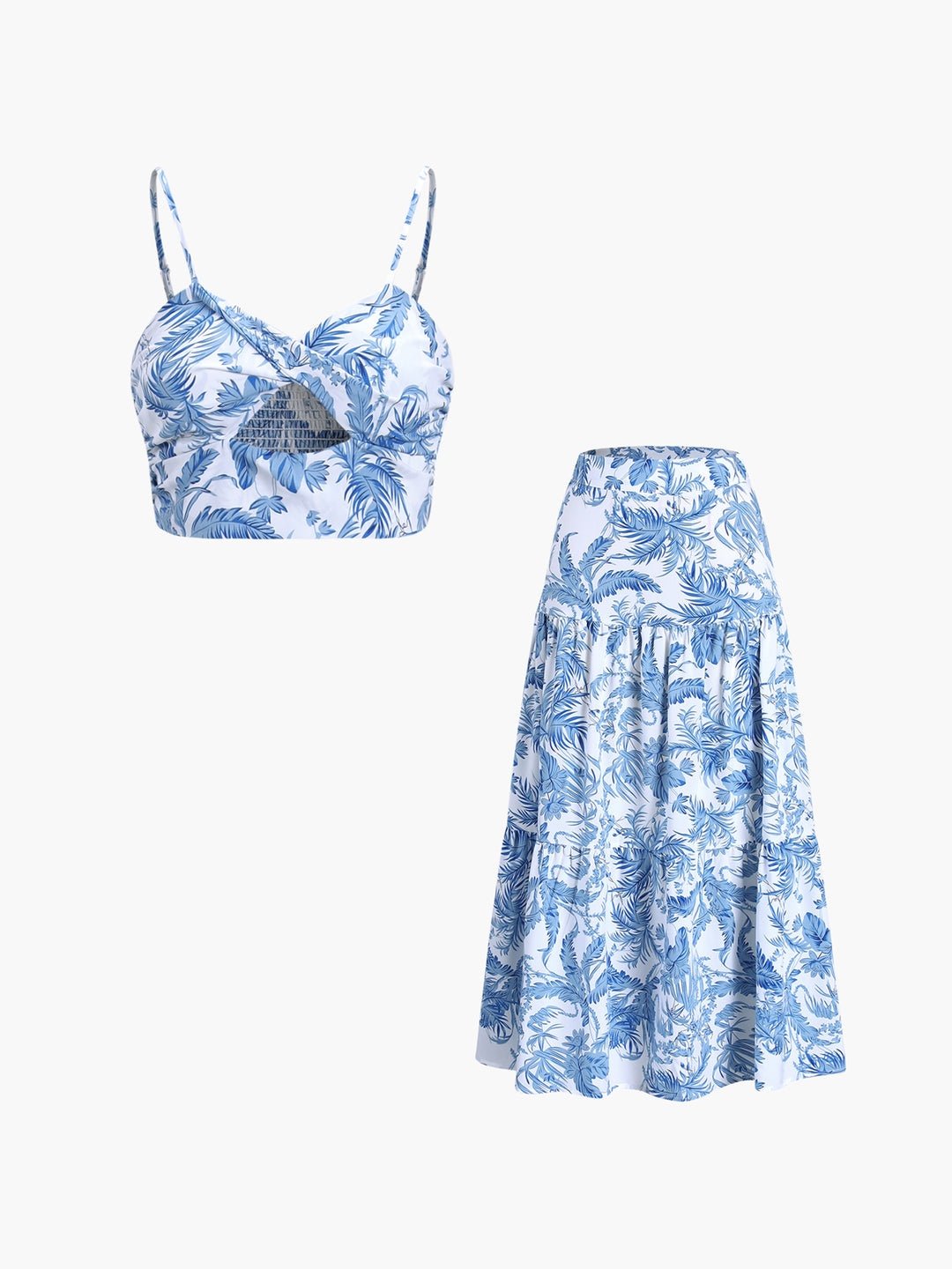 Commense Seaside Joy Print Twist Detail Skirt Set