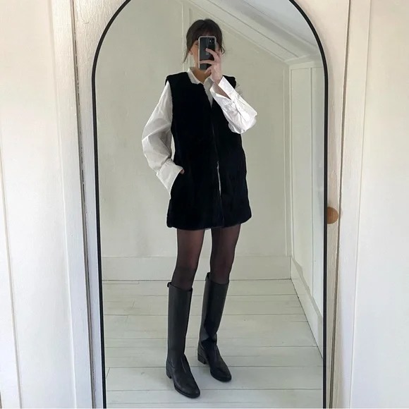 INC International Concepts Faux Fur Vest Size S/M Black