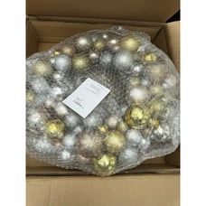 17 Illuminated Ornament Wreath by Valerie Parr Hill QVC Metallic Brand New! NIB