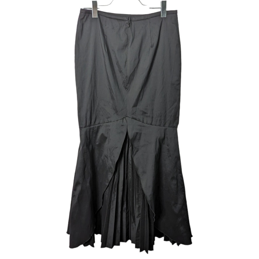 Vintage 80's JR Nites Black Taffeta Maxi Skirt Fluted Bottom Pleated Back
