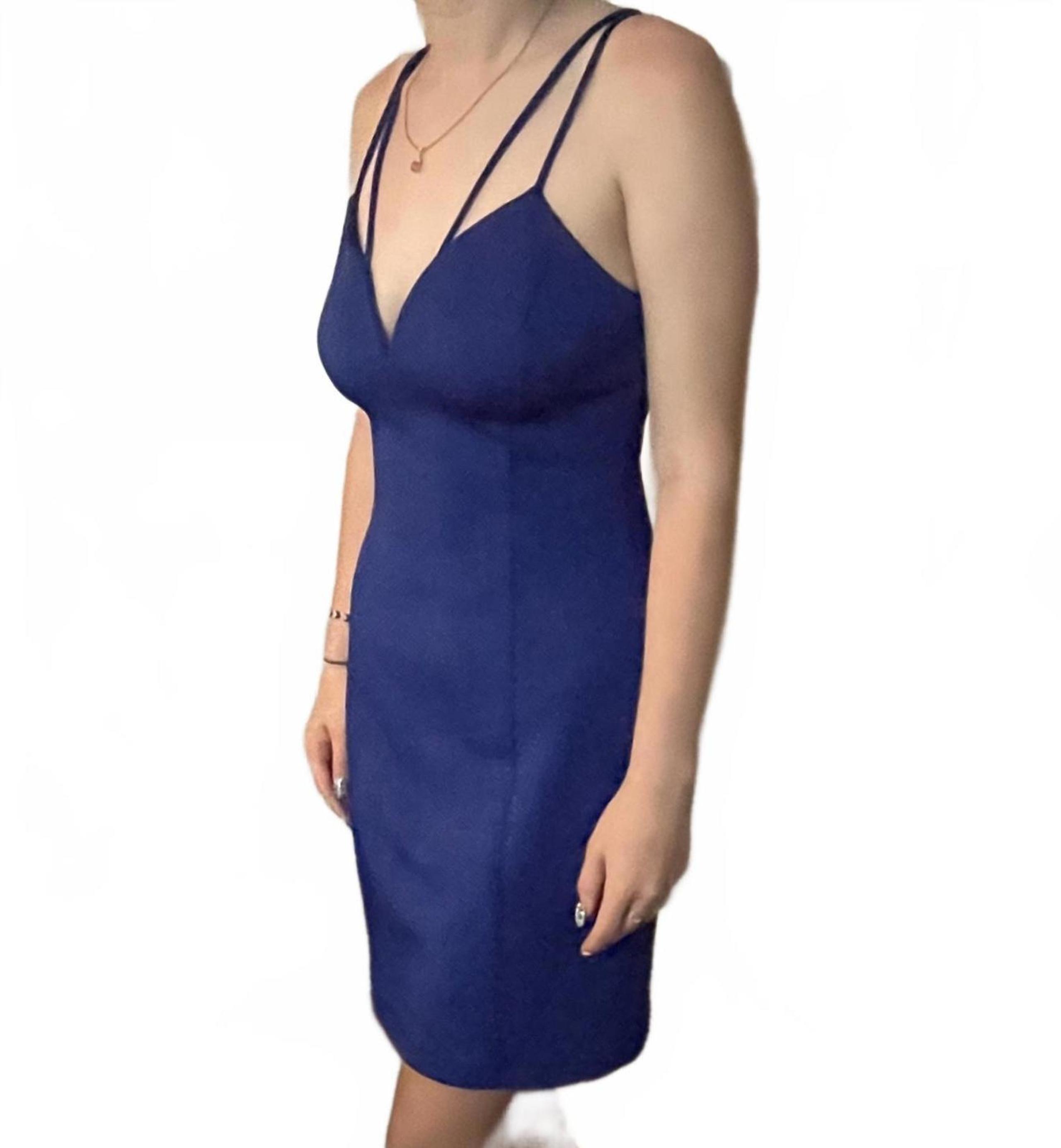 Guess Blue Mini Dress with Double Spaghetti Straps Sz 8 Party Cocktail Feminine