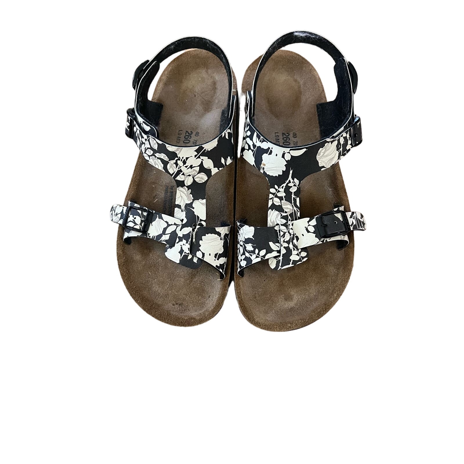 Papillio by Birkenstock Black Gizeh Royal Python Floral Sandals Size 7M
