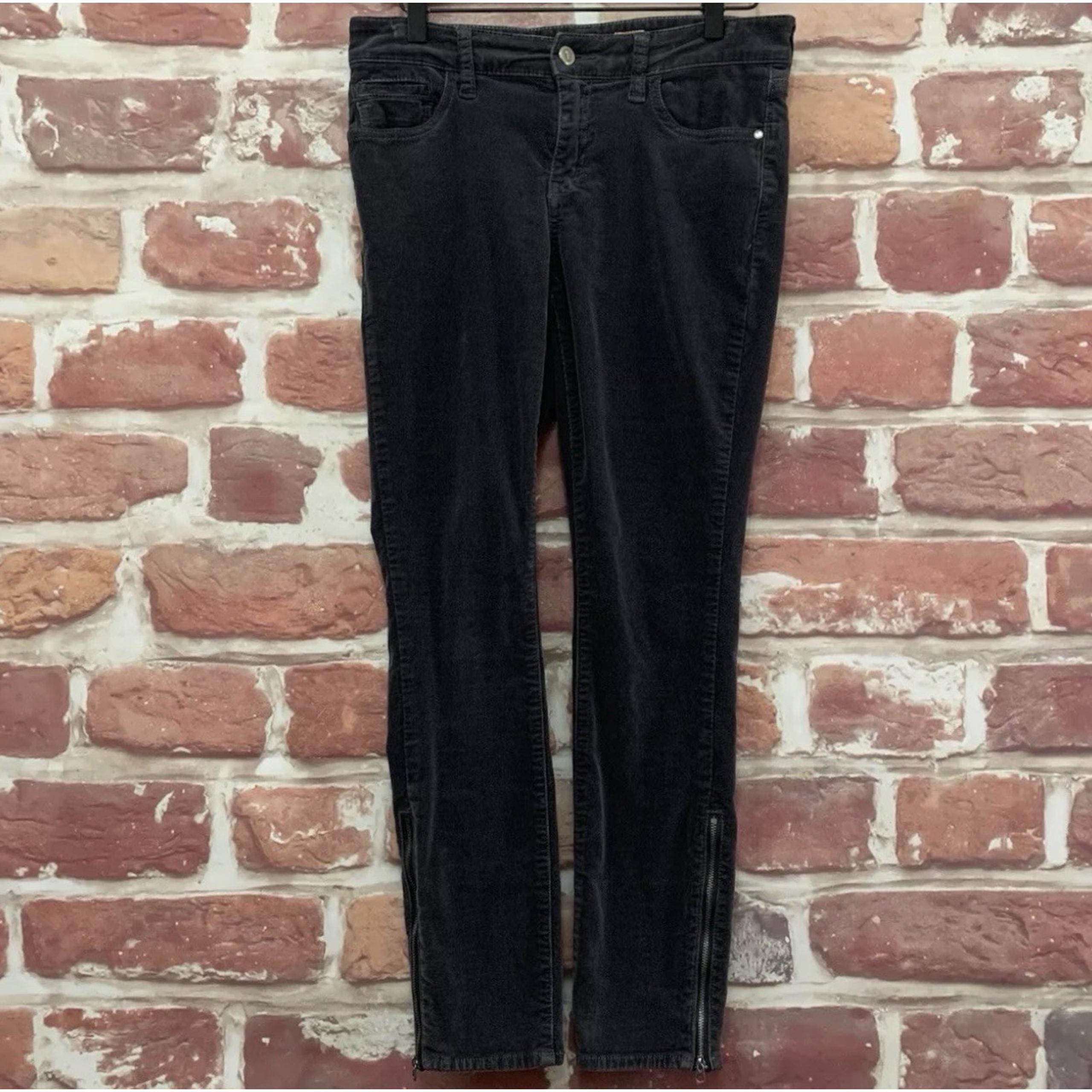 Anthropologie Pilcro Pants Womens 28 Gray Casual Corduroy Skinny Ankle Zip Up