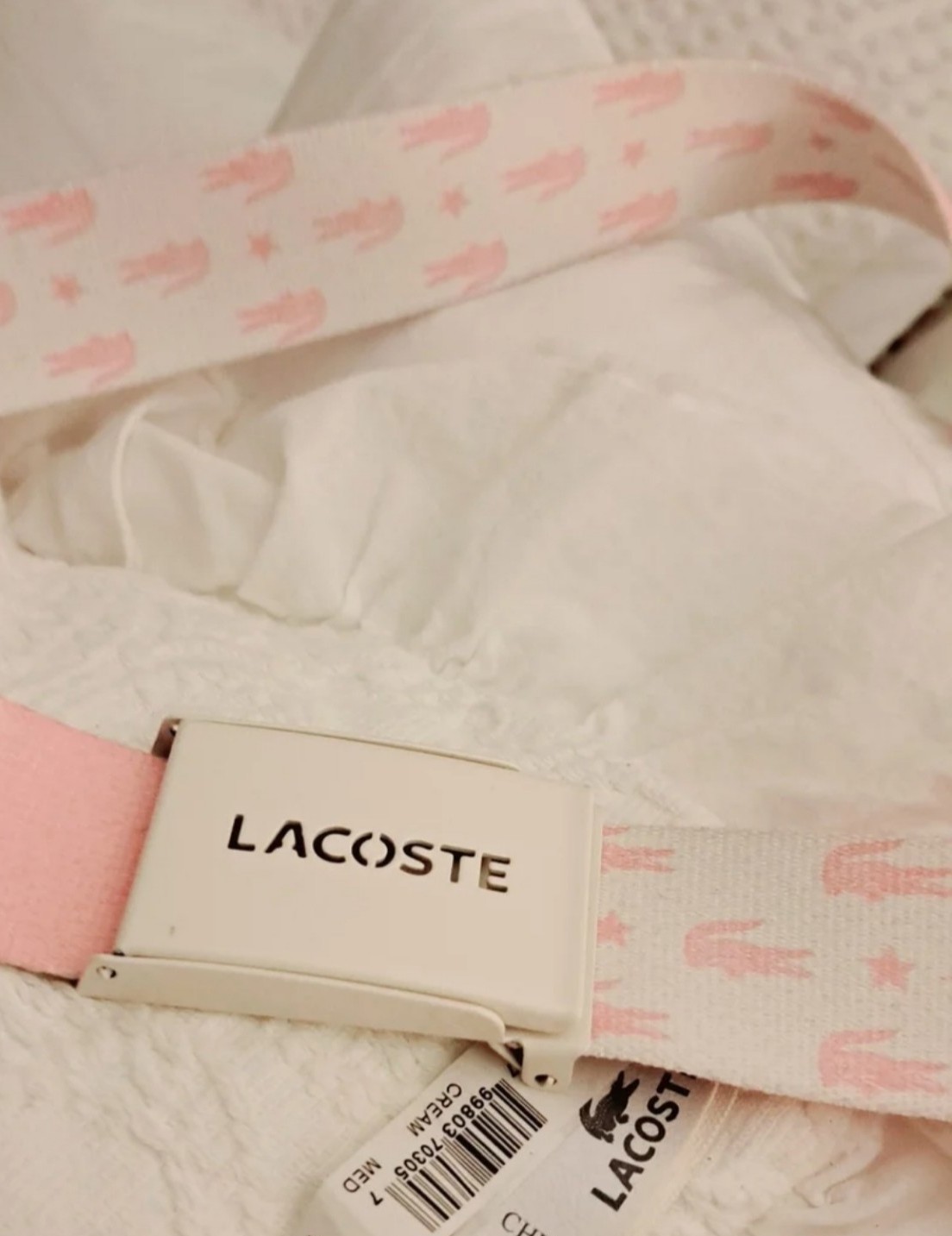 LACOSTE VTG PINK & WHITE BELT NWT