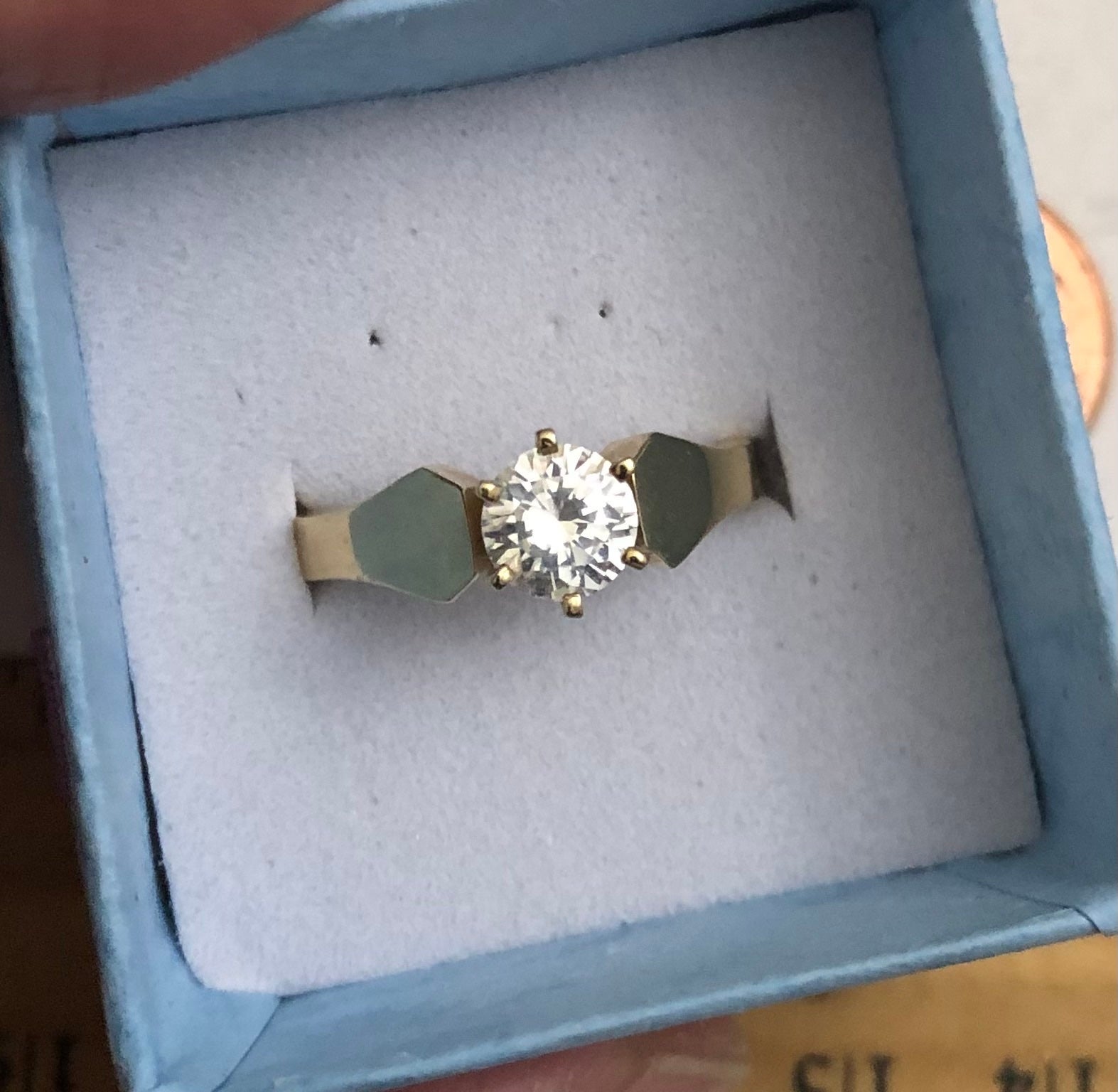 14k solid gold 1 carat simulated diamond CZ engagement wedding ring size 6.5
