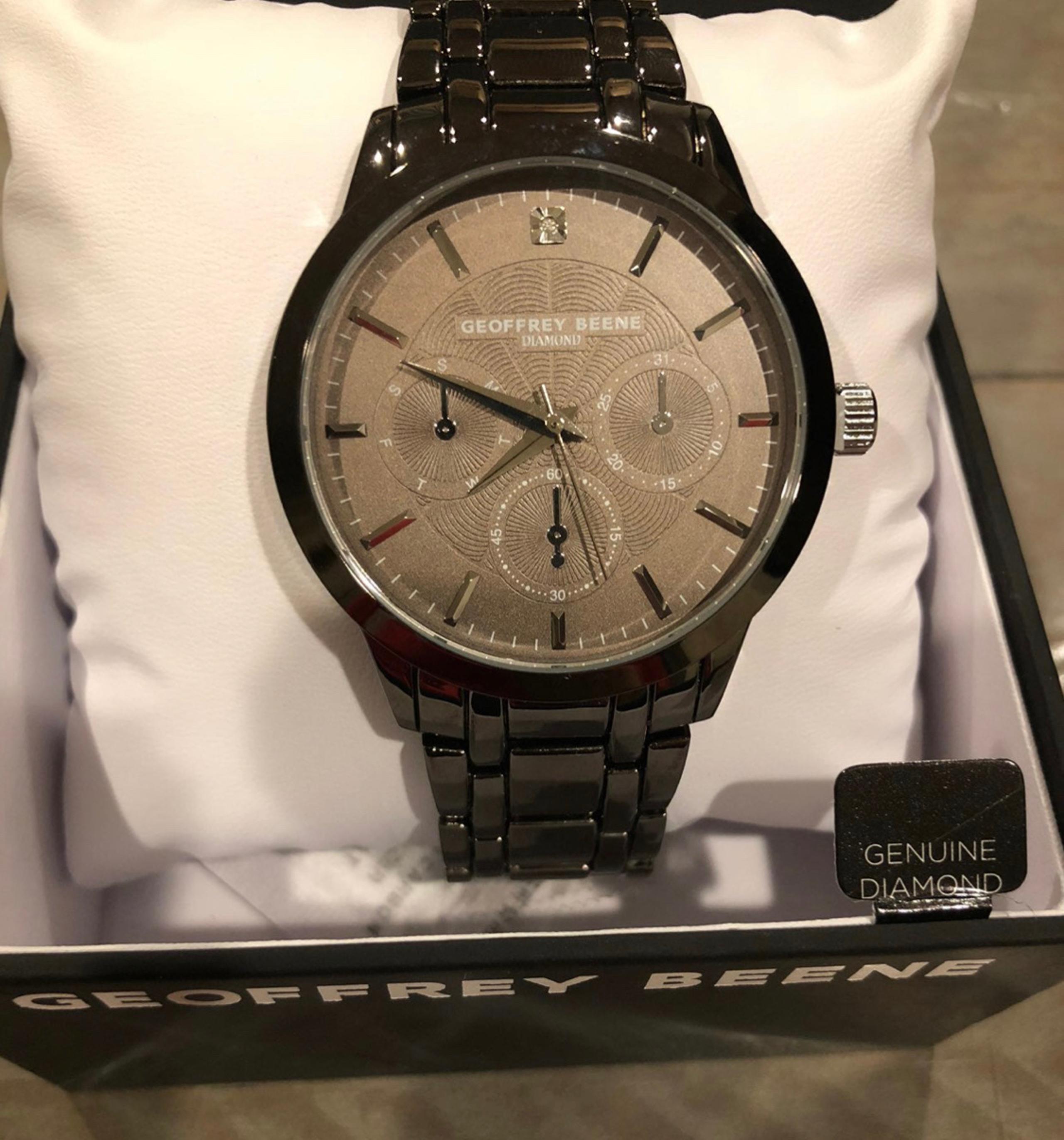 Geoffrey beene gun metal stainless steel mens Watch