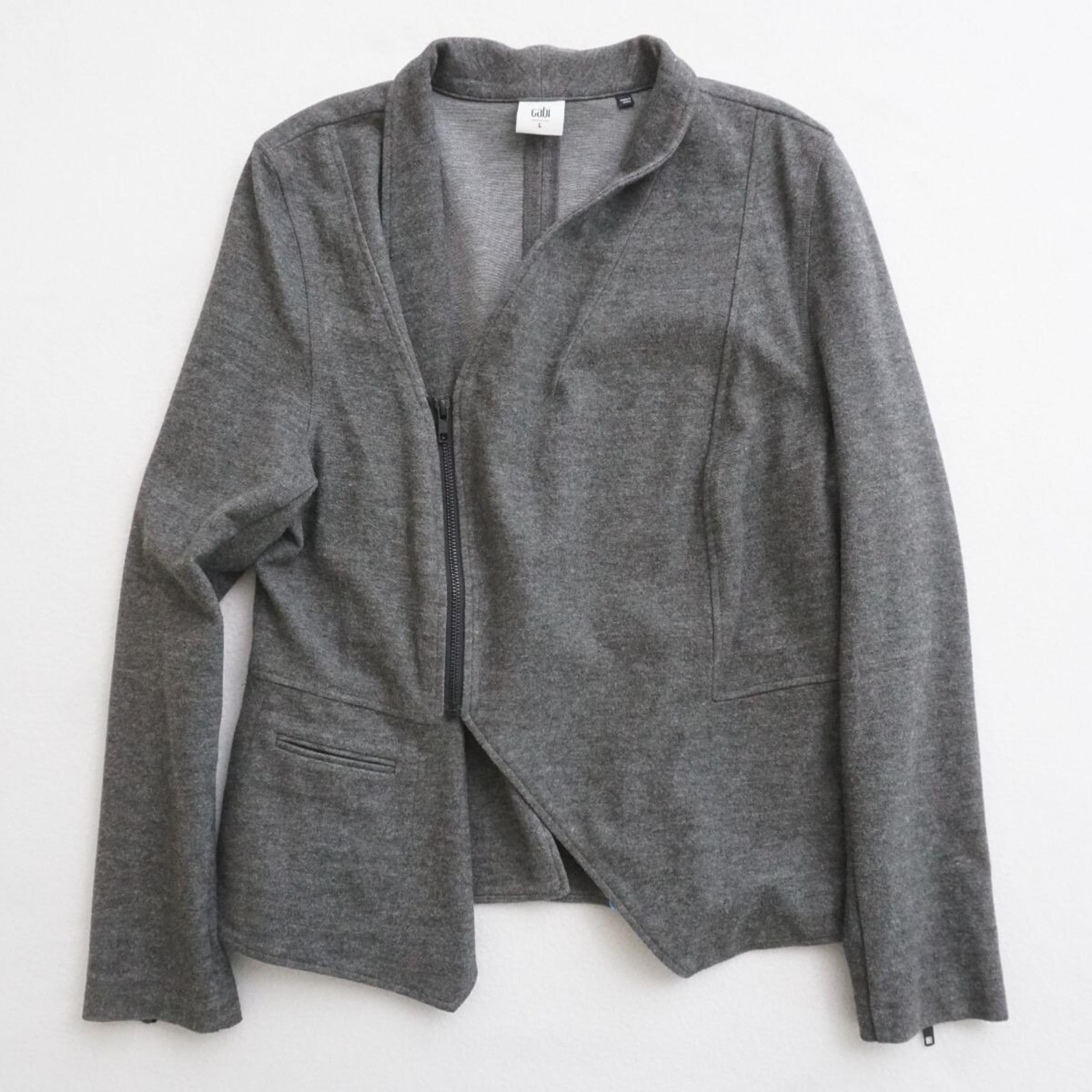 Cabi 3556 Womens Rebel Moto Jacket Asymmetrical Gray Rayon Ponte Zip Size Large