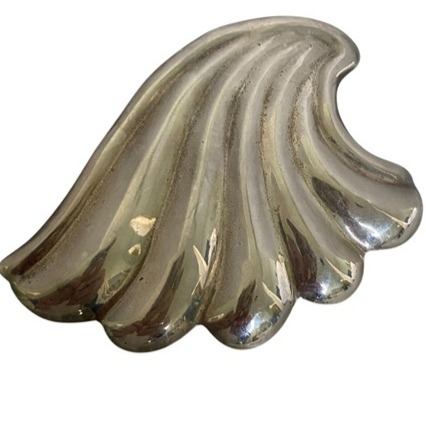 Vintage .925 Sterling Silver Mexican Shell Brooch Pin With Elegant Wave Design