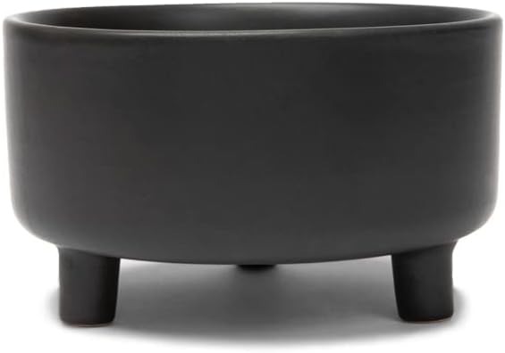 Ceramic Dog Bowl for Small Medium and Large Breeds, Elevated Feeder (Black)-TR7
