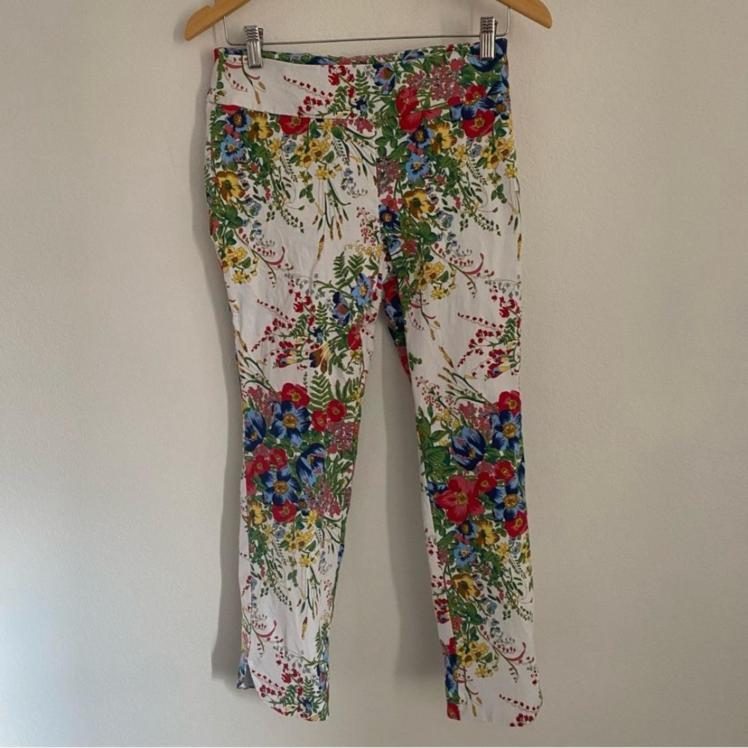 Soft Surroundings Capri Pants Floral Stretchy Cropped Leg Pants Sz S
