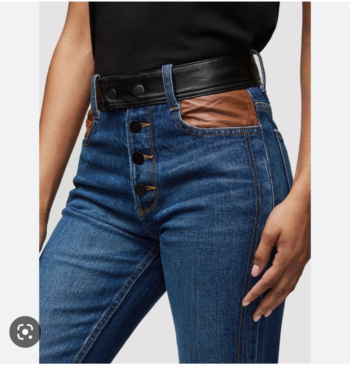 FRAME LE SYLVIE SLENDER STRAIGHT COMBO DENIM LEATHER JEANS SIZE 26 NEW