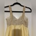 70s butter yellow and cream floral lace slip dress cottagecore fairy vintage