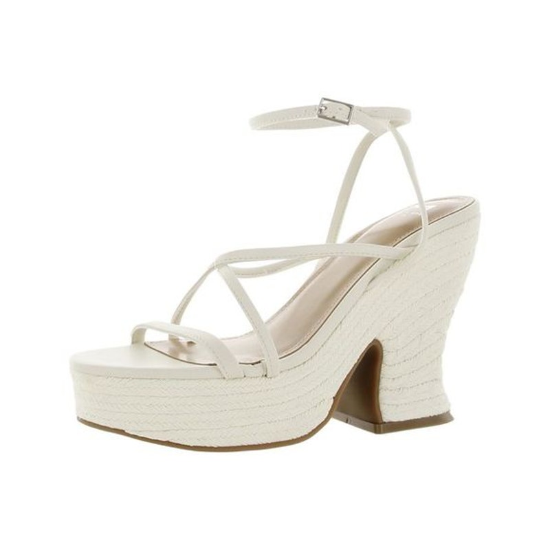 MARC FISHER Womens Ivory Strappy Padded Fetch Round Toe Espadrille Shoes Size 9