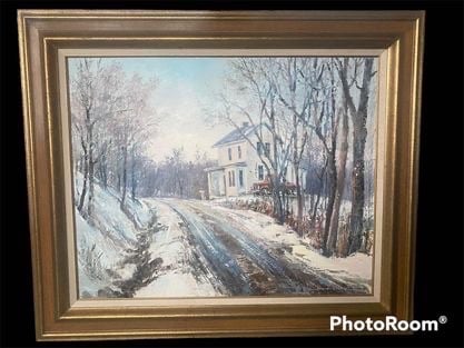 Ward Mann original oil painting and frame
