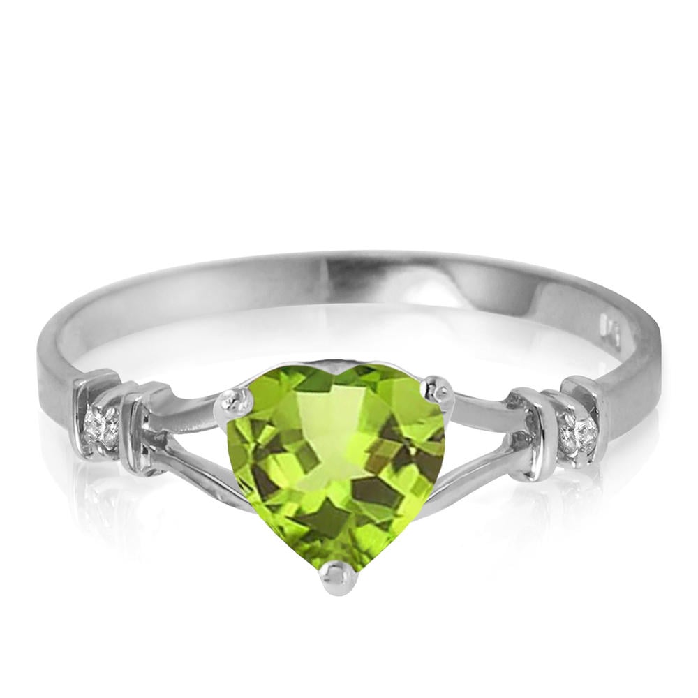 14K. SOLID GOLD RINGS WITH NATURAL DIAMONDS & PERIDOT (White Gold)