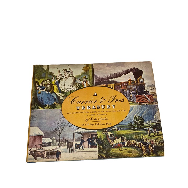 A Currier & Ives Treasury by Colin Simkin hardcover + DJ 80 color prints 1955