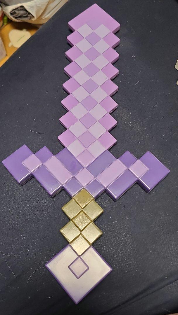 Purple Pixel Sword in Minecraft Style