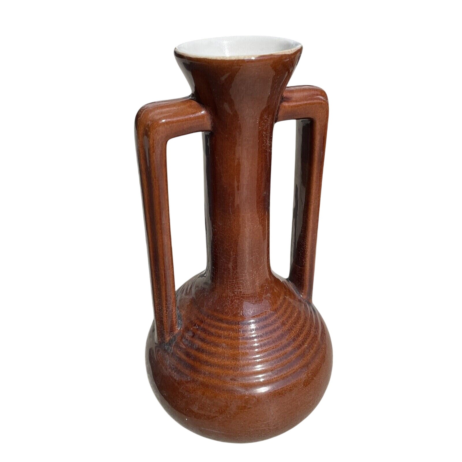 VTG? Frankoma Pottery Double Handled Vase MCM Style Double Handle - HN