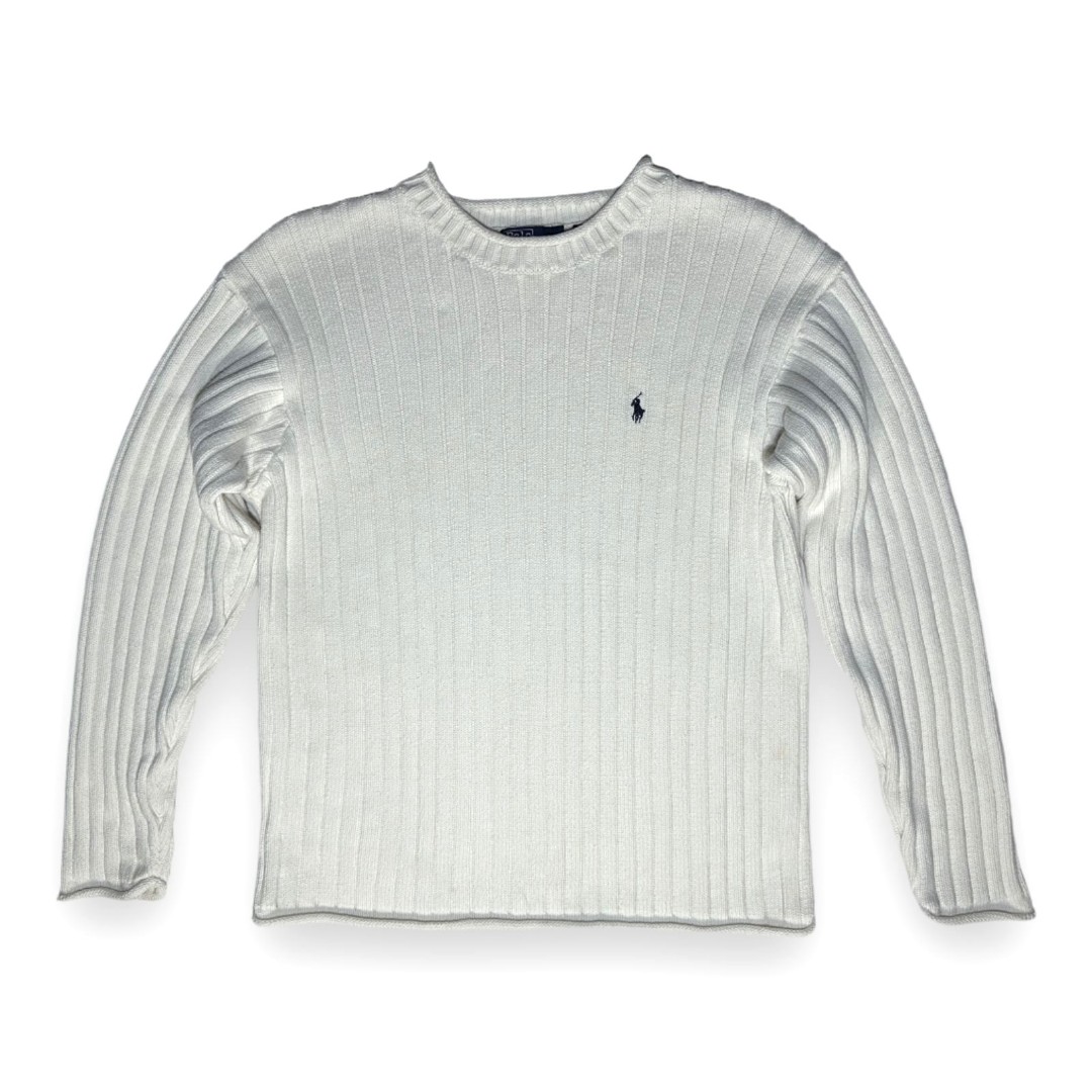 Polo by Ralph Lauren Cotton Cable-Knit Sweater Ribbed Crew-Neck Womens XL Japan