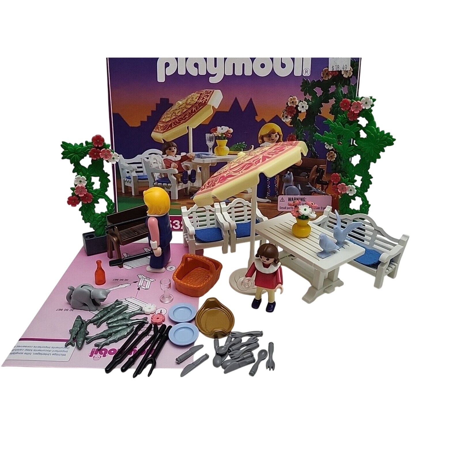 Vtg 5326 Playmobil Victorian OUTDOOR PATIO Furniture Umbrella 100% Box Top Only