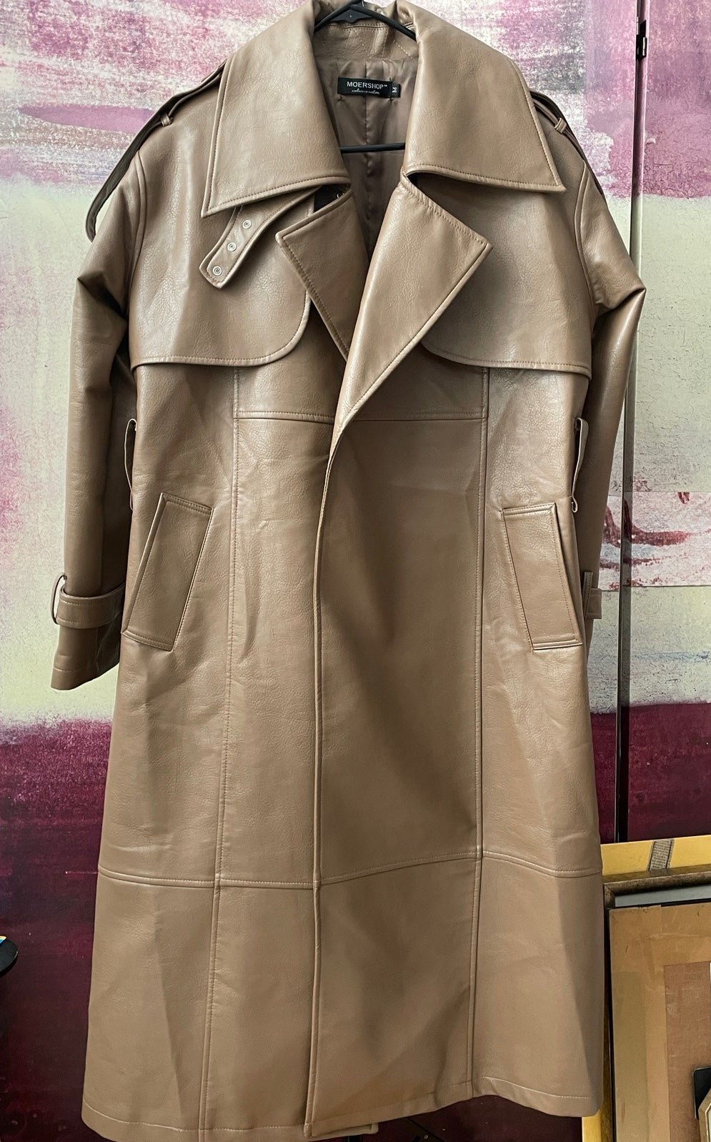 Brown leather coat