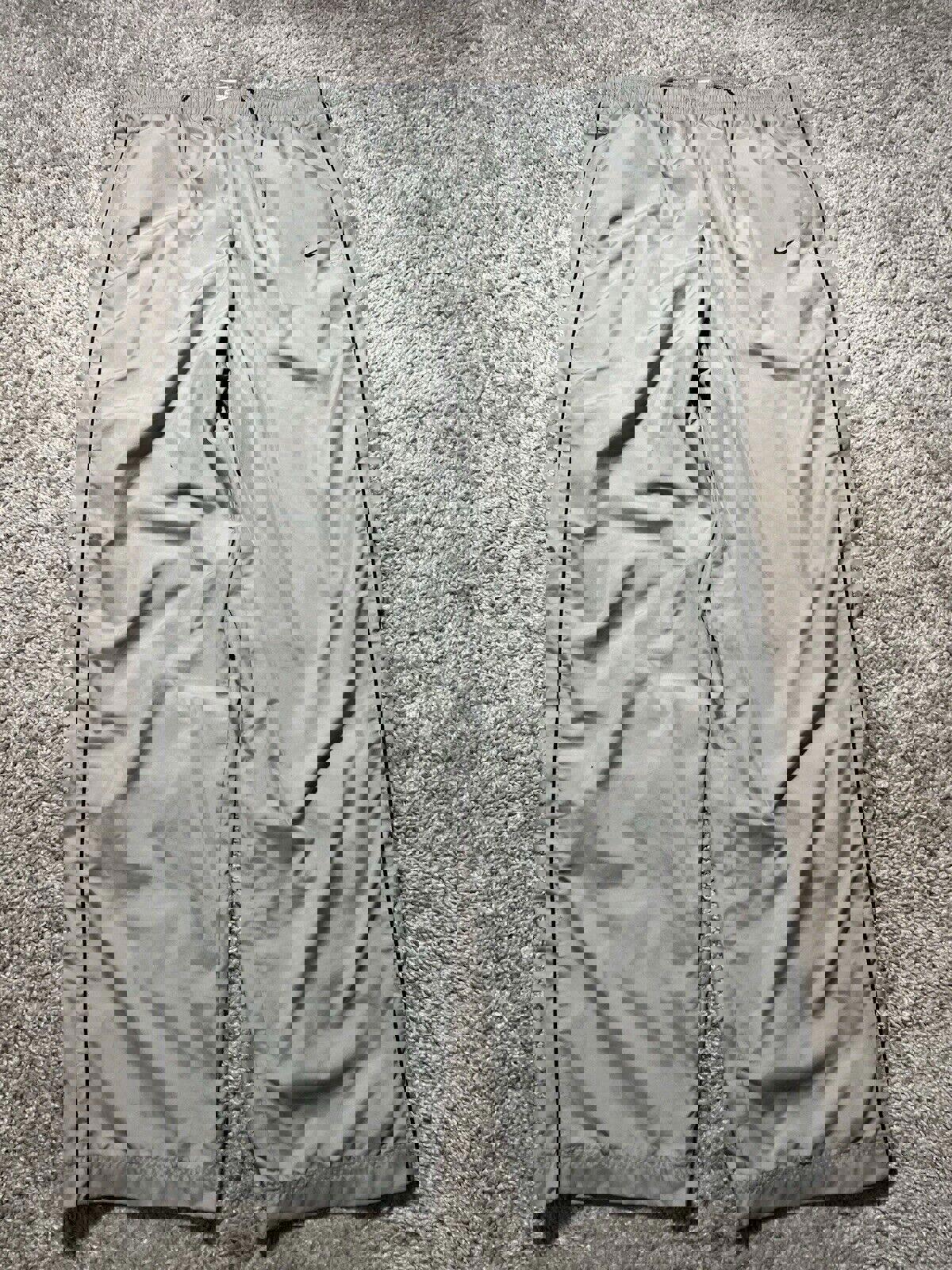 Vintagey Y2k Nike Silver Grey Track Pants Wide Leg Baggy Mesh Nylon XXL Zip